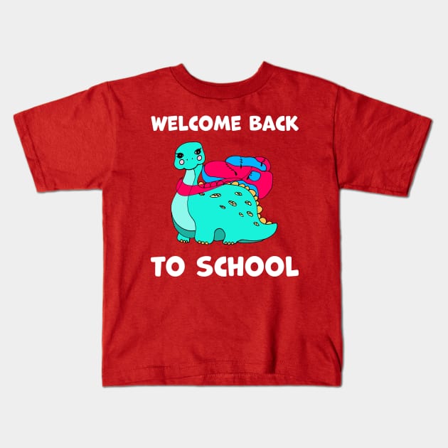 Welcome Back to School cute stegosaurus Kids T-Shirt by Artstastic